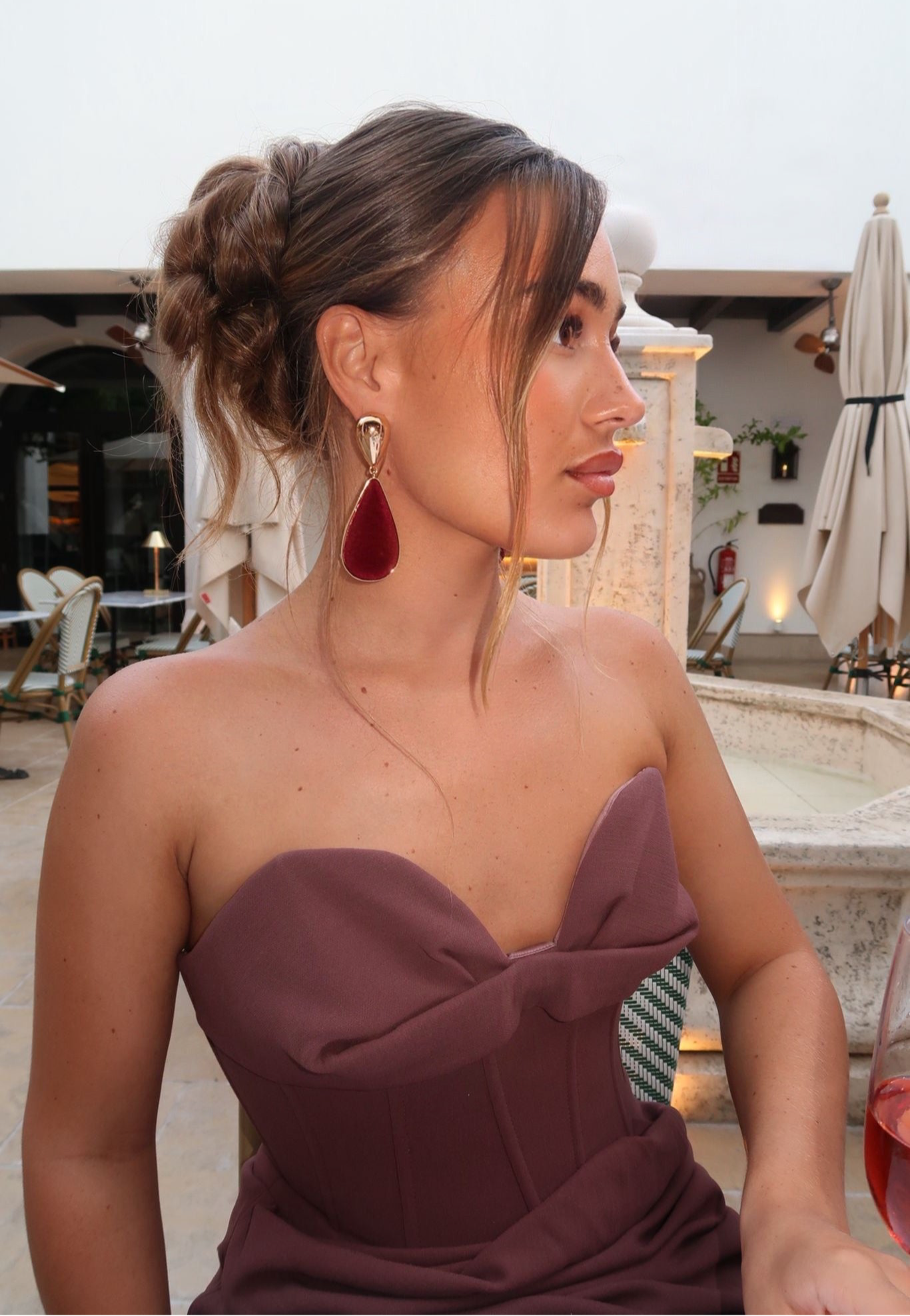 burgundy dress earrings Burgundy Earring Silver / Push back