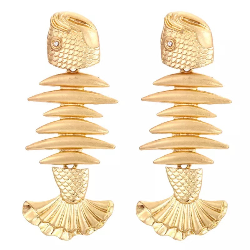 Boho fish earrings gold