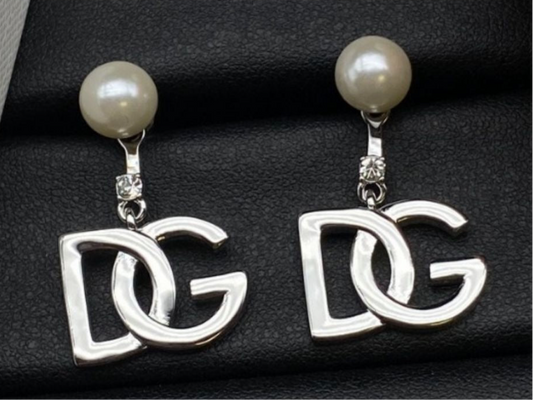 DG pearl drop silver earrings