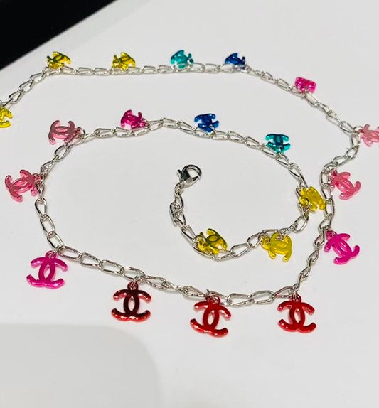 Rainbow cc charm necklace