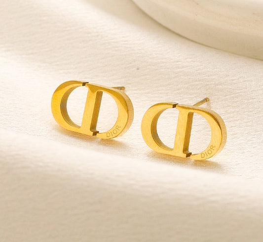 CD logo gold earrings