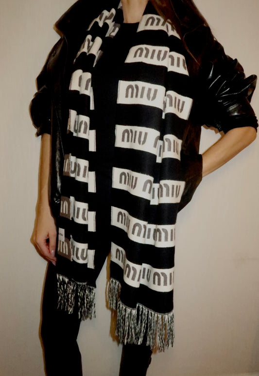 MIU mu striped scarf