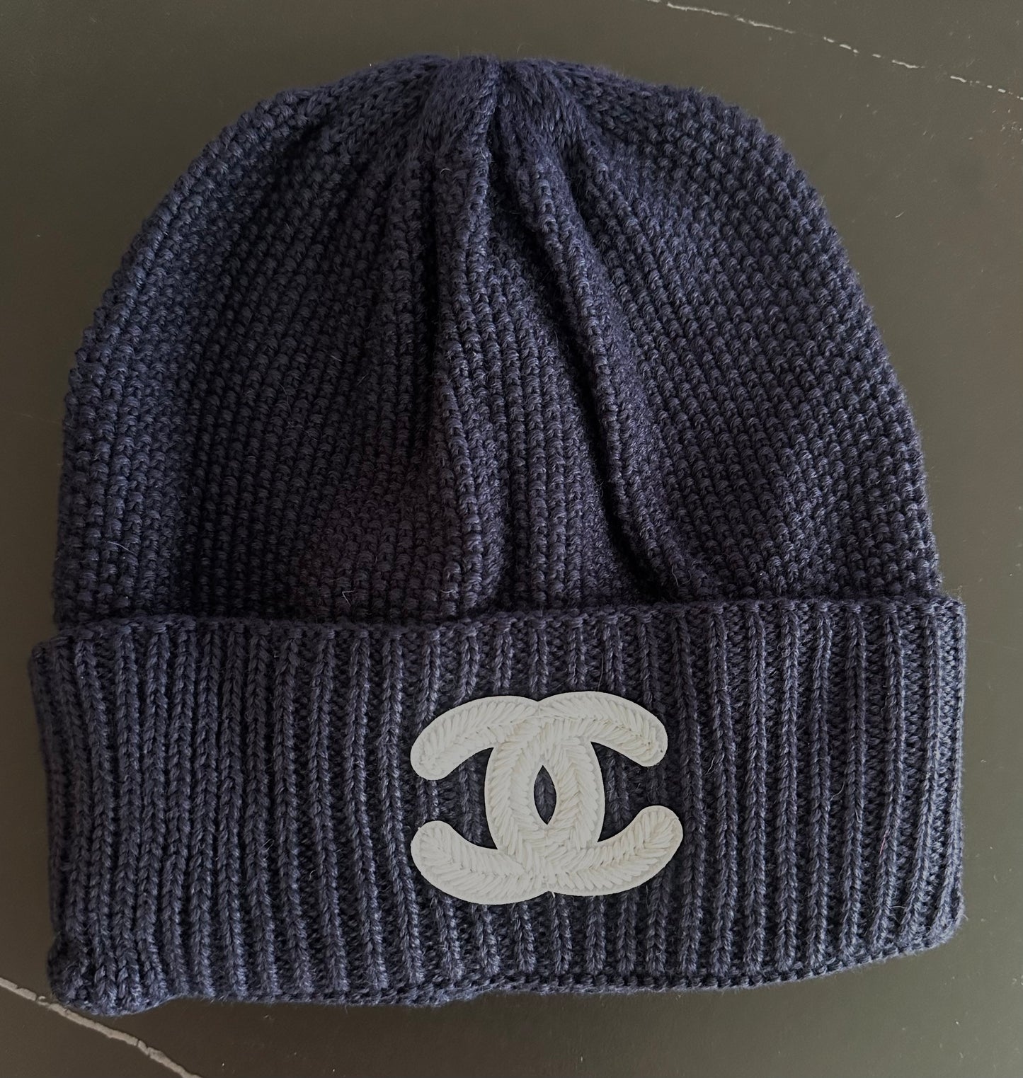 Cc knit navy hat