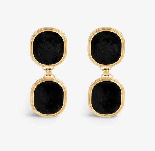 SL velvet twin square earrings