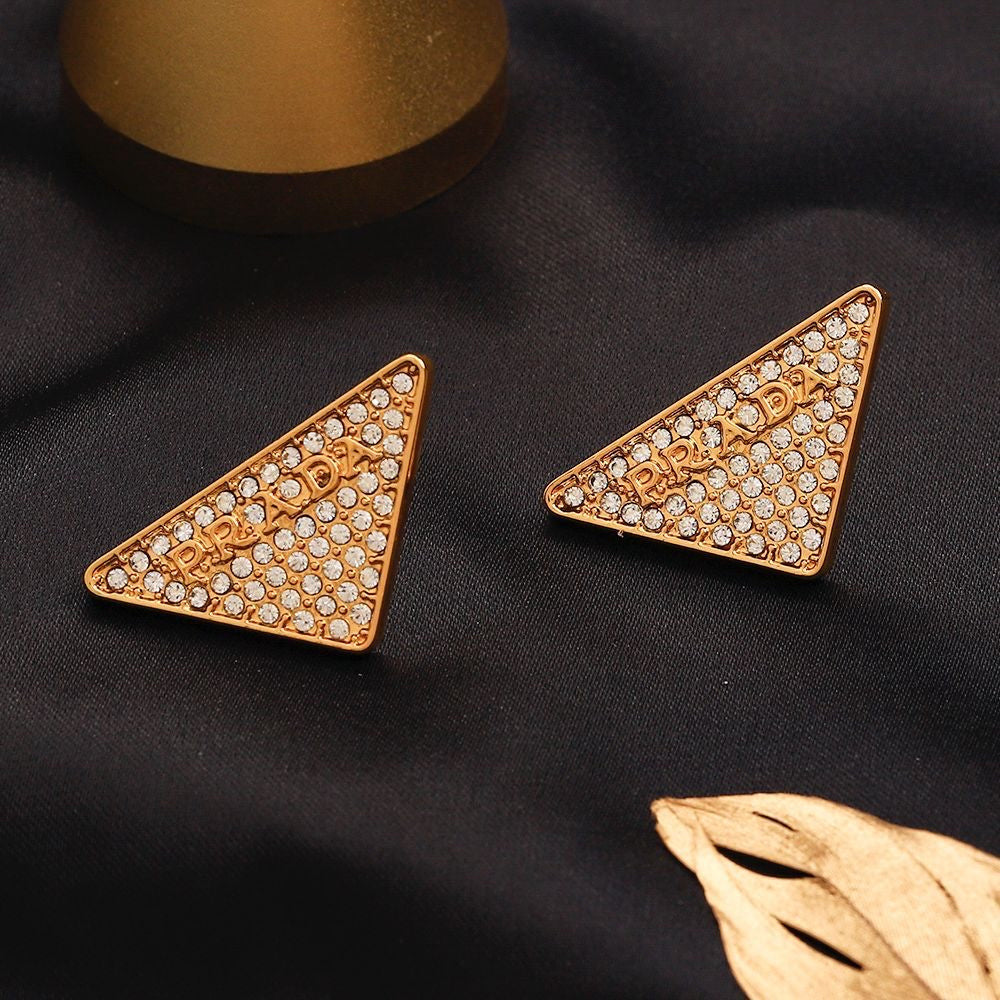 P-Ada triangle gold earrings