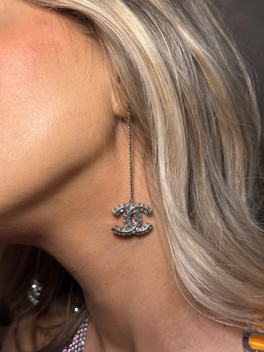 Cc drop earrings silver